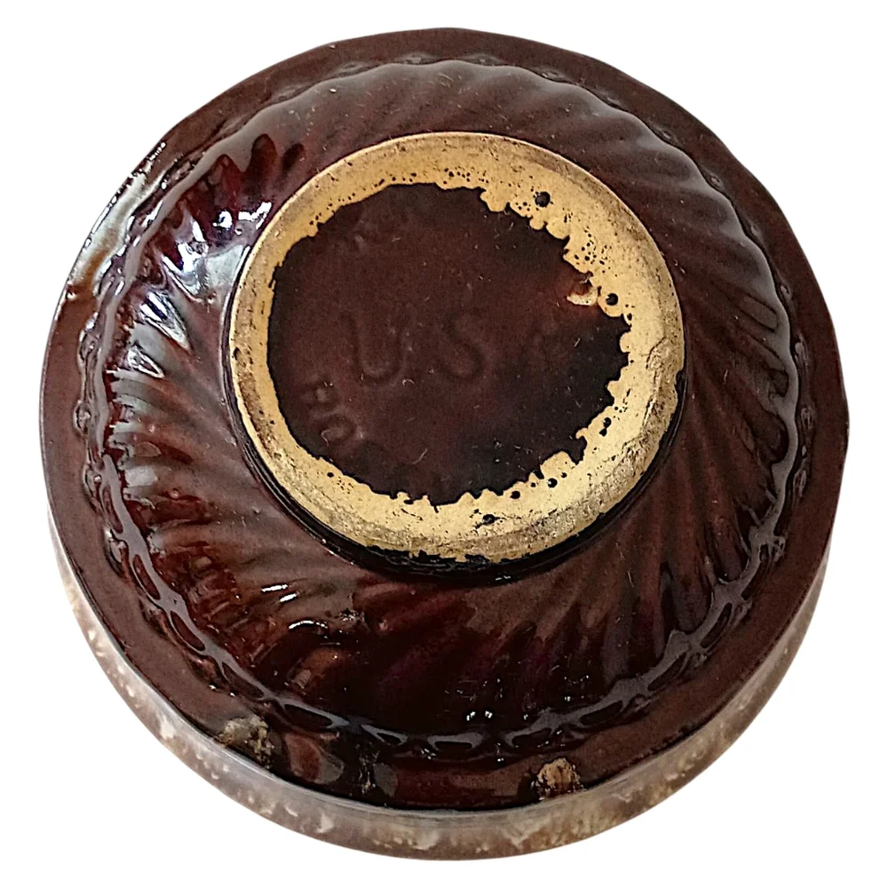 Roseville Robinson Ransbottom Bowl Brown Drip Glaze Mixing Pottery‎ USA Vintage